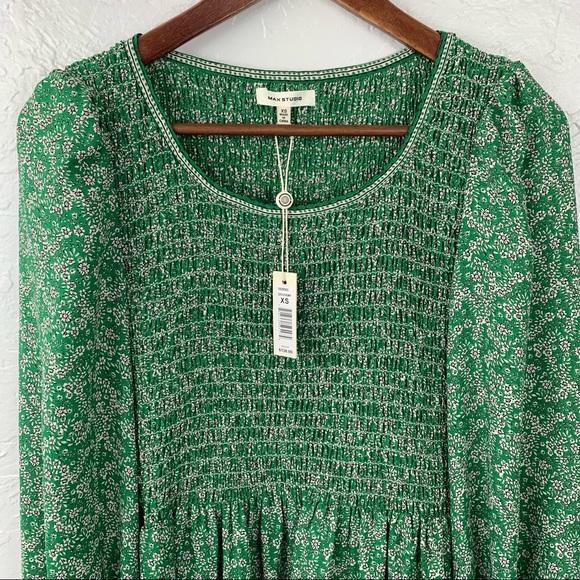NWT Max Studio Floral Long Sleeve Smocked Dress XS - Picture 4 of 10